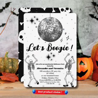 Convites Vamos Boogie! Disco Ball Skeletons Festa de Hallow