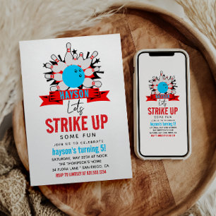 Convites Vamos Bowl! Boliche de Festa de aniversário para c