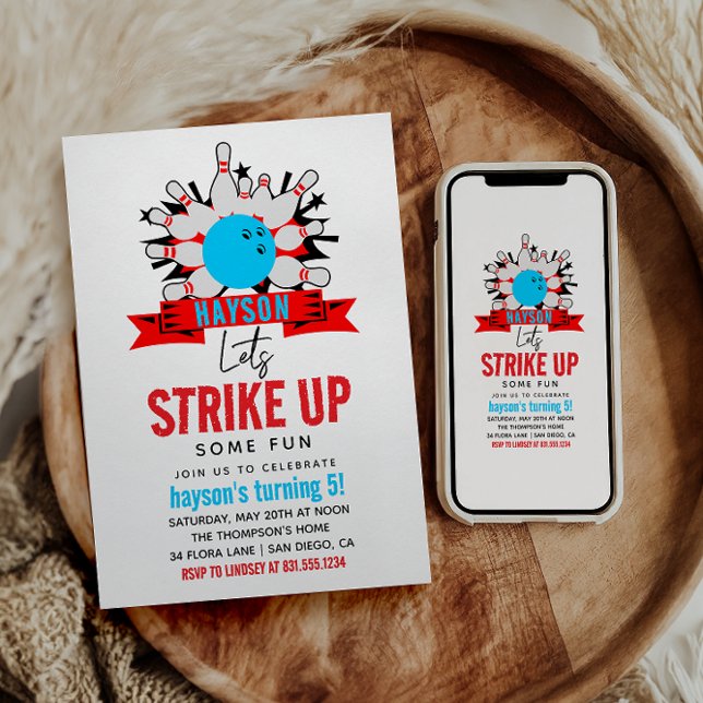 Convites Vamos Bowl! Boliche de Festa de aniversário para c (Criador carregado)