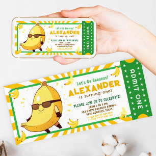 Convites Vamos Brindar com Bananas. Bilhete de aniversário