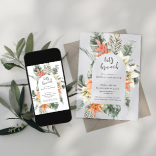 Convites Vamos Brunch Brunch Floral Tropical do Dia das M