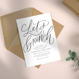 Convites Vamos Brunch letra manuscrita casamento preto e br