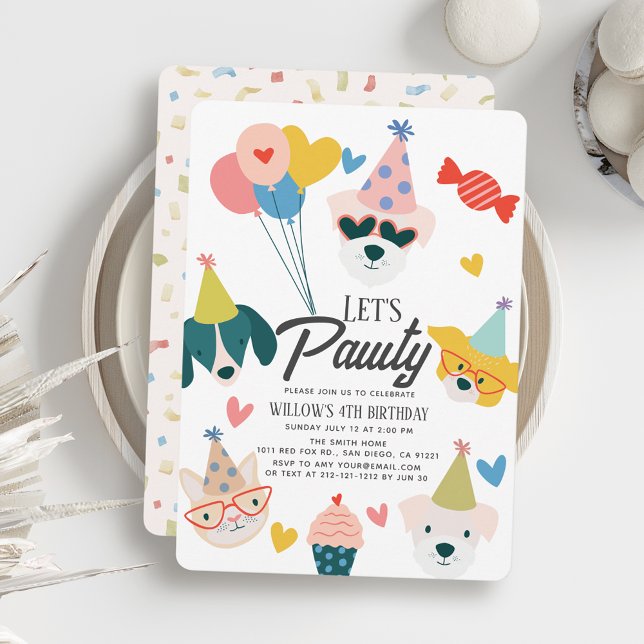 Convites Vamos Cães Pawty e Balões de Gato Aniversário (Criador carregado)