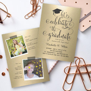 Convites Vamos Celebrar a Festa de Formatura em Dourado Met