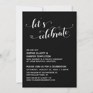 Convites Vamos Celebrar Corações Recepção Preta