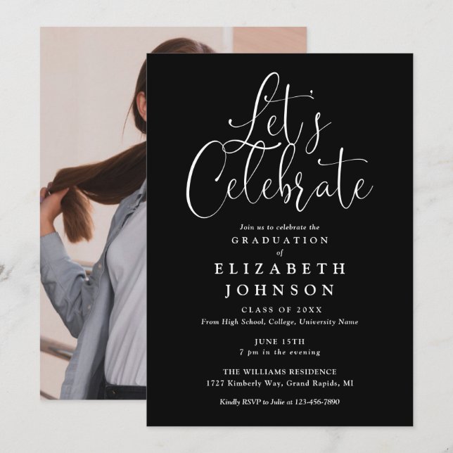 Convites Vamos Celebrar Festa de Formatura Foto Script (Frente/Verso)