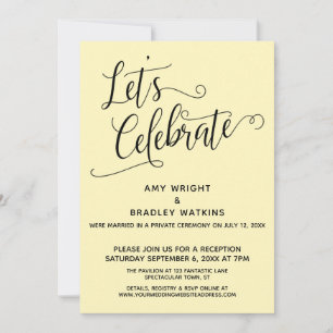 Convites Vamos Celebrar Recepção Única em Elegante Amarelo