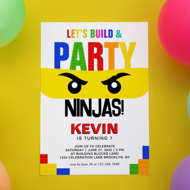 Convites Vamos Construir & Festa de Blocos de Construção Ni (Criador carregado)