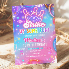 Convites Vamos Criar Diversão Boliche Garota Aniversário