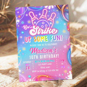 Convites Vamos Criar Diversão Boliche Garota Aniversário