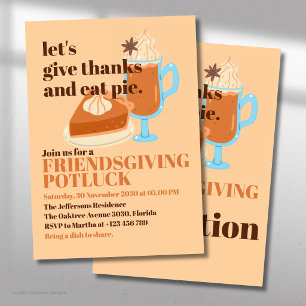 Convites Vamos Dar Graças e Comer Torta Friendsgiving