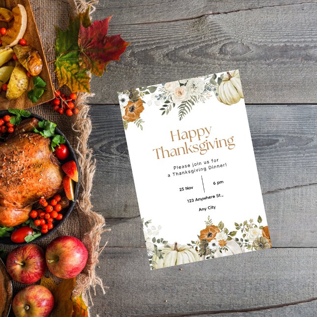 Convites Vamos de Ação de Graças Obrigados de Janta (Criador carregado)