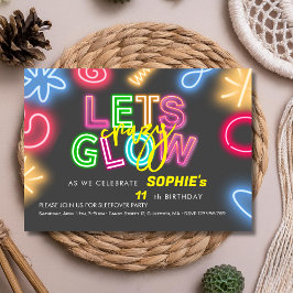 Convites Vamos de aniversário maluco a laser neon