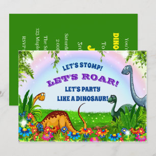 Convites Vamos De Estompo E Festa de aniversário De Dinossa
