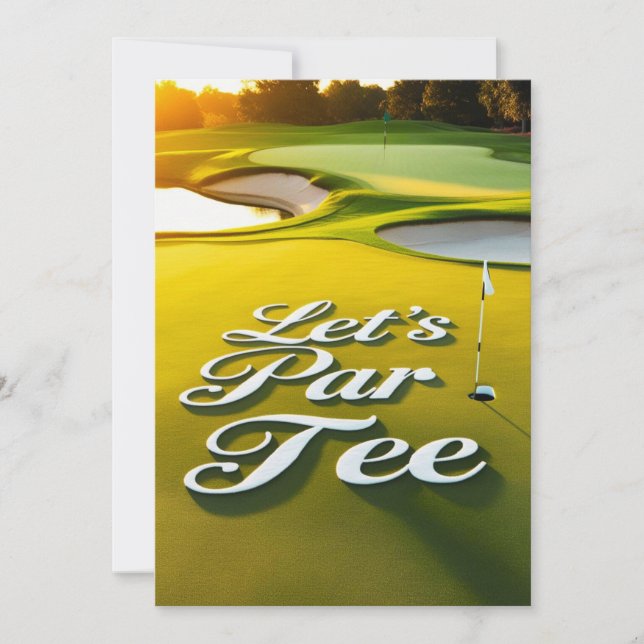 Convites Vamos de Golfe Par Tee texto sobre colocar verde (Frente)