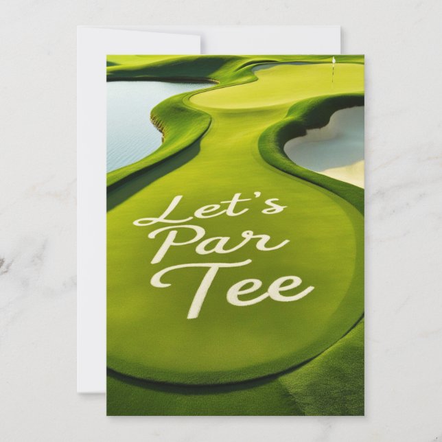 Convites Vamos de Golfe Par Tee texto sobre colocar verde (Frente)