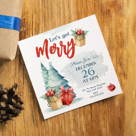 Convites Vamos desenhado à mão com aquarela Tenha Feliz Nat