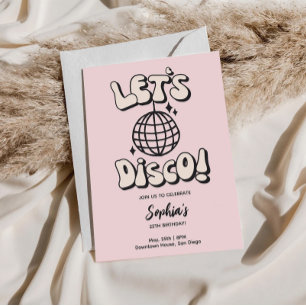 Convites Vamos Disco - Festa Rosa de Aniversário