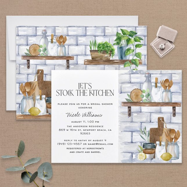 Convites Vamos do Chá de panela de Aquarela da Cozinha (Easily personalize this super popular bridal shower invitation for a very special event!)