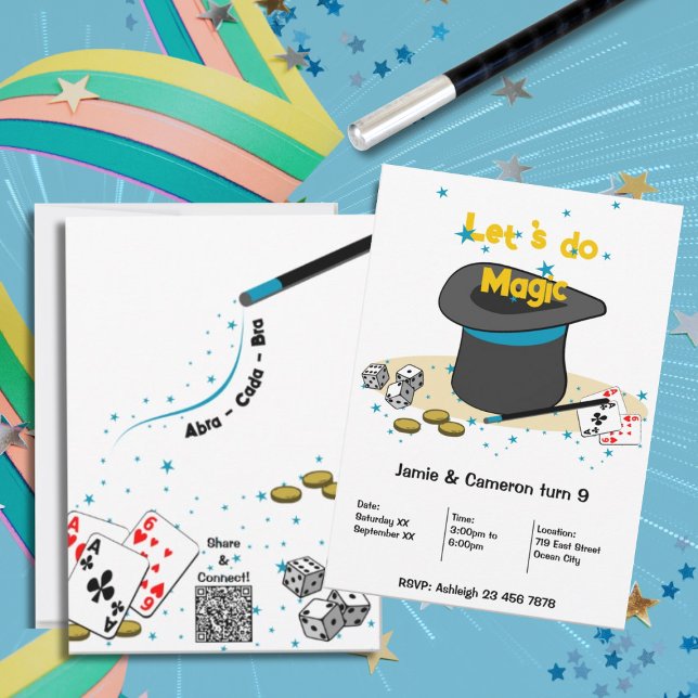 Convites Vamos do Magic Kids Joint Festa de aniversário (Let's do Magic Kids Joint Birthday Party Invitation)