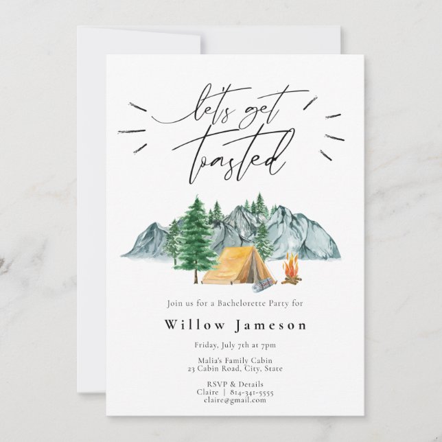 Convites Vamos é tostado em acampamento de solteira (Frente)