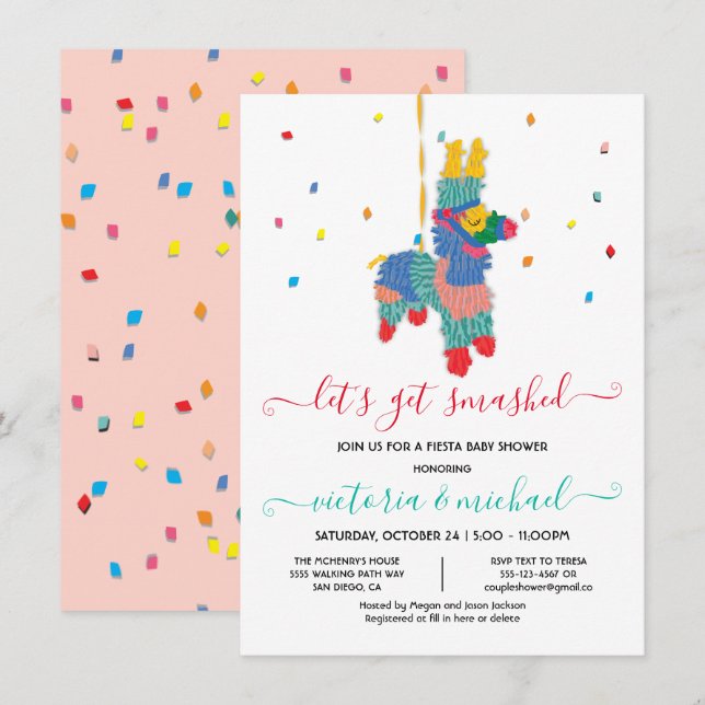 Convites Vamos esmagado Chá de fraldas Engraçado Piñata (Frente/Verso)