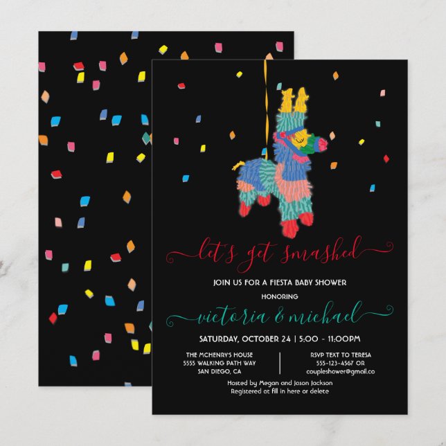 Convites Vamos esmagado, Chá de fraldas Engraçado Piñata Co (Frente/Verso)