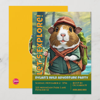 Convites Vamos Explorar! Porquinho-da-índia Hiker ao Ar Liv