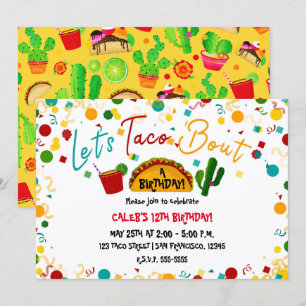 Convites Vamos Falar Sobre Uma Festa de Aniversário de Taco