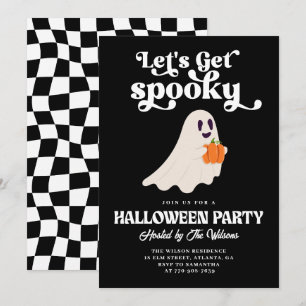 Convites Vamos Fantasma Preto Obter Halloween Estranho
