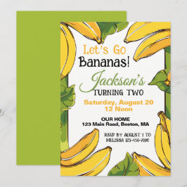 Convites Vamos Fazer Bananas em Festa de Aniversário de Qua