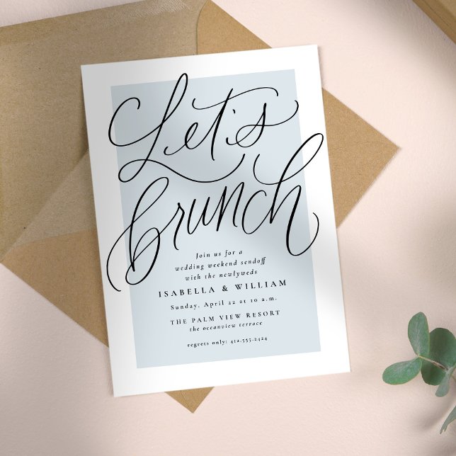 Convites Vamos fazer um brunch azul claro após o casamento  (Criador carregado)