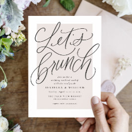 Convites Vamos fazer um brunch com letras à mão em rosa blu