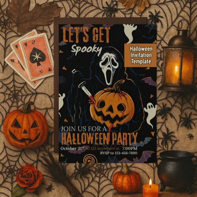 Convites Vamos Fazer uma Festa de Halloween Assustadora (Criador carregado)