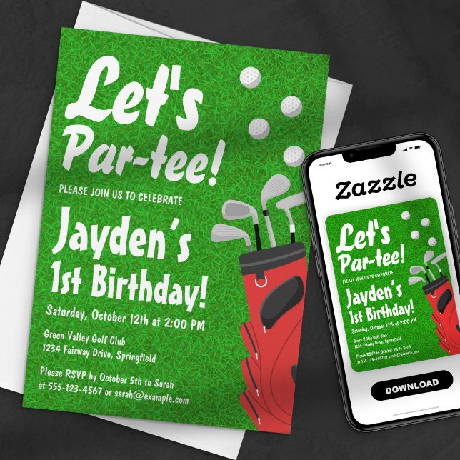 Convites Vamos Fazer uma Par-tee Aniversário de 1 Ano com T (Criador carregado)