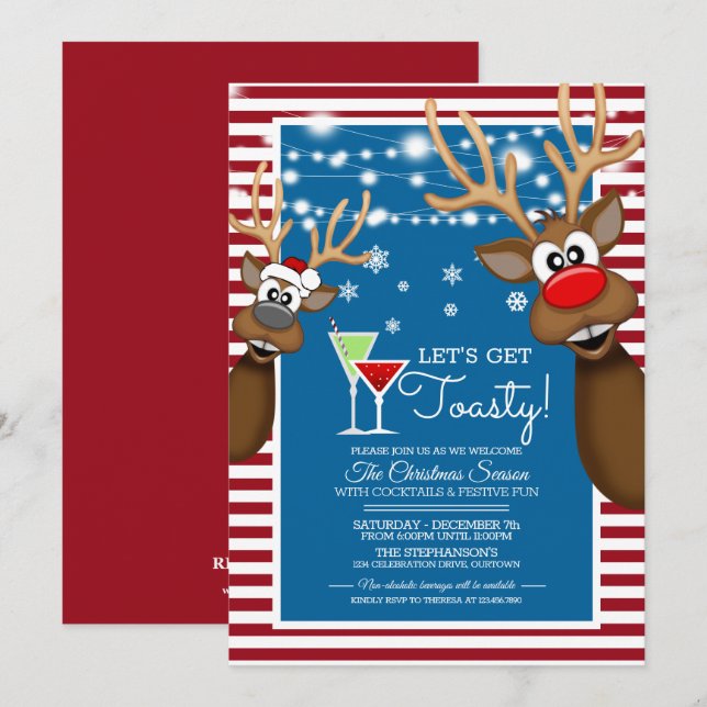 Convites Vamos Festa de Cocktail de Natal Torrado (Frente/Verso)
