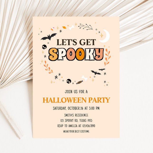 Convites Vamos Festa de Dia das Bruxas Bonita e Louca (Cute Lets Get Spooky Halloween Party Invitation)