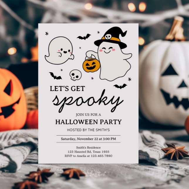 Convites Vamos Festa de Dia das Bruxas Spooky (Let's Get Spooky Halloween Party Invitation)