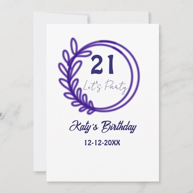 Convites VAMOS FESTEJAR aniversário de 21 anos nome CÍRCULO (Frente)