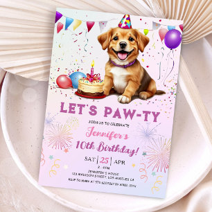 Convites Vamos Festejar Aniversário de Cachorrinha 10 Anos 