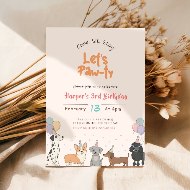 Convites Vamos Festejar Aquarela Cachorrinho Fofinho Aniver (Criador carregado)