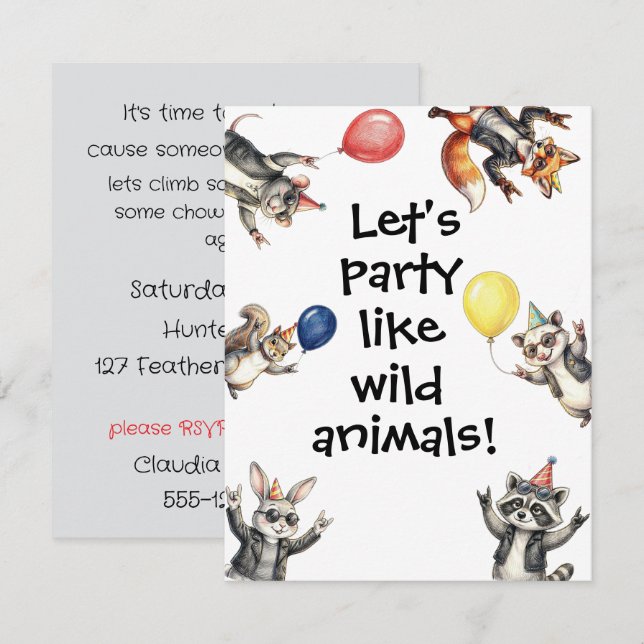 Convites Vamos Festejar Como Animais Download Digital  (Frente/Verso)