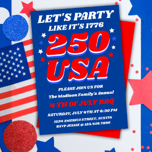 Convites Vamos Festejar Como Se Fosse 1776 EUA 250 Patrióti