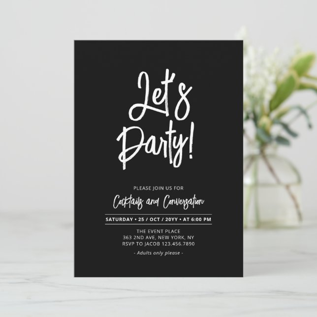 Convites Vamos Festejar | Festa Chic Script Qualquer Ocasiã (Em pé/Frente)