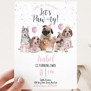 Convites Vamos Festejar Garota Aniversário de Cachorro