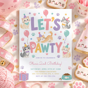 Convites Vamos Festejar Gatinha Pastel Festa de Aniversário