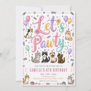 Convites Vamos Festejar Gatinho Cumpleaños Aguarela