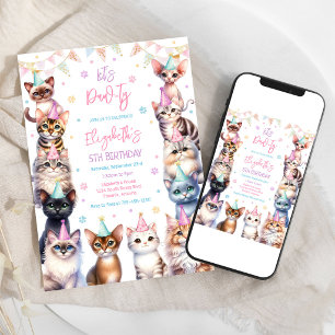 Convites Vamos Festejar o Aniversário do Gatinho