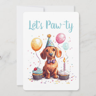 Convites Vamos Festejar o Aniversário dos Cães Dachshund