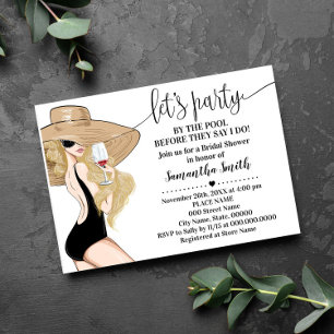 Convites Vamos festejar por Piscina antes que eu faça Chá d